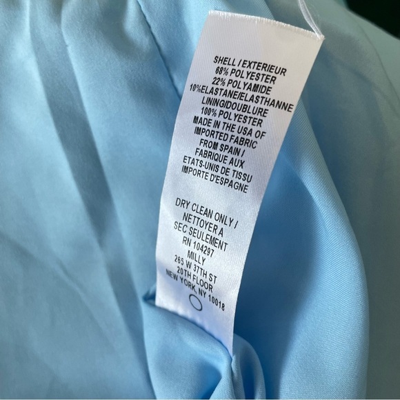 Milly Sky Blue Ruffle Trim Poly Blend Savannah Dress Size 10 - Picture 6 of 8